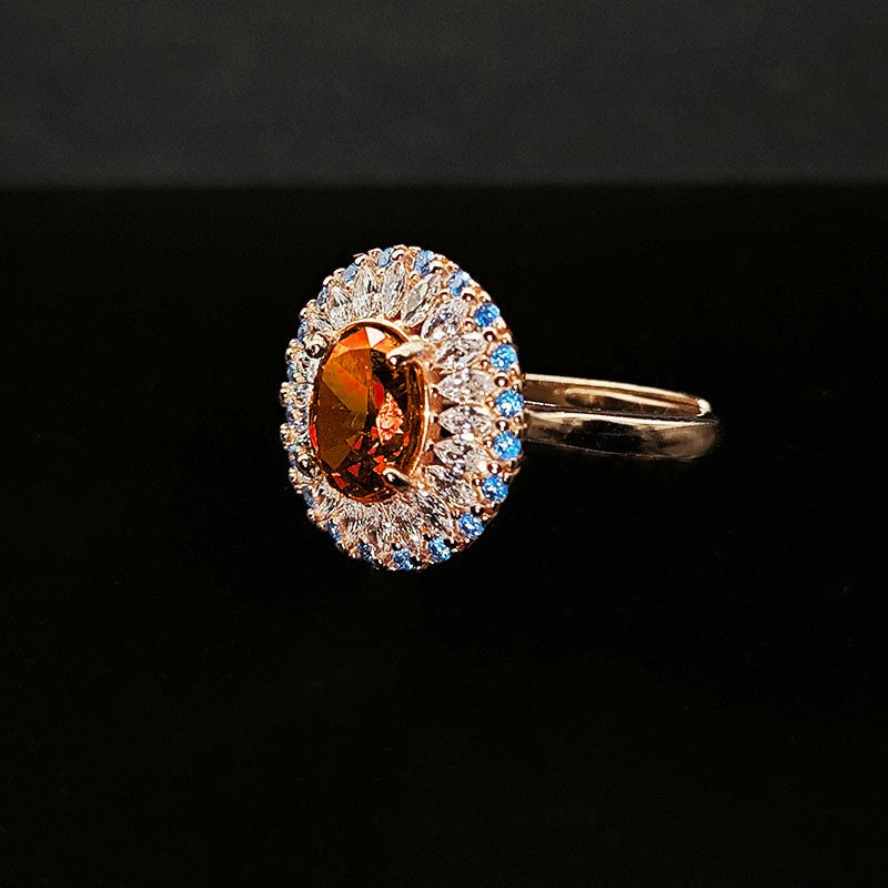 Oval Engagement Ring 6*8 925 Silver High Carbon Diamond Open Ring