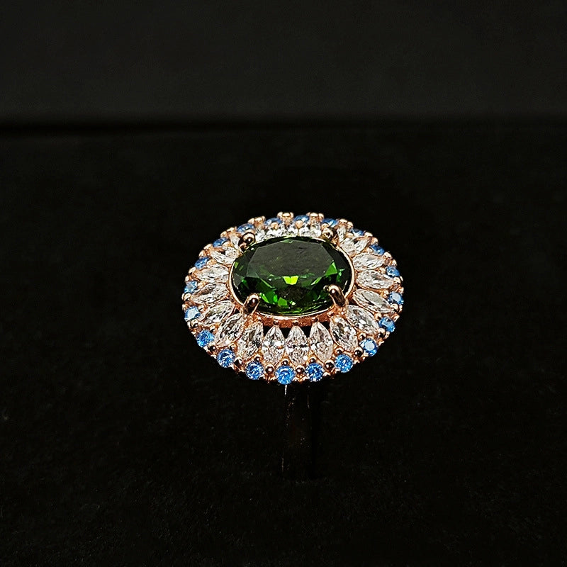 Oval Engagement Ring 6*8 925 Silver High Carbon Diamond Open Ring