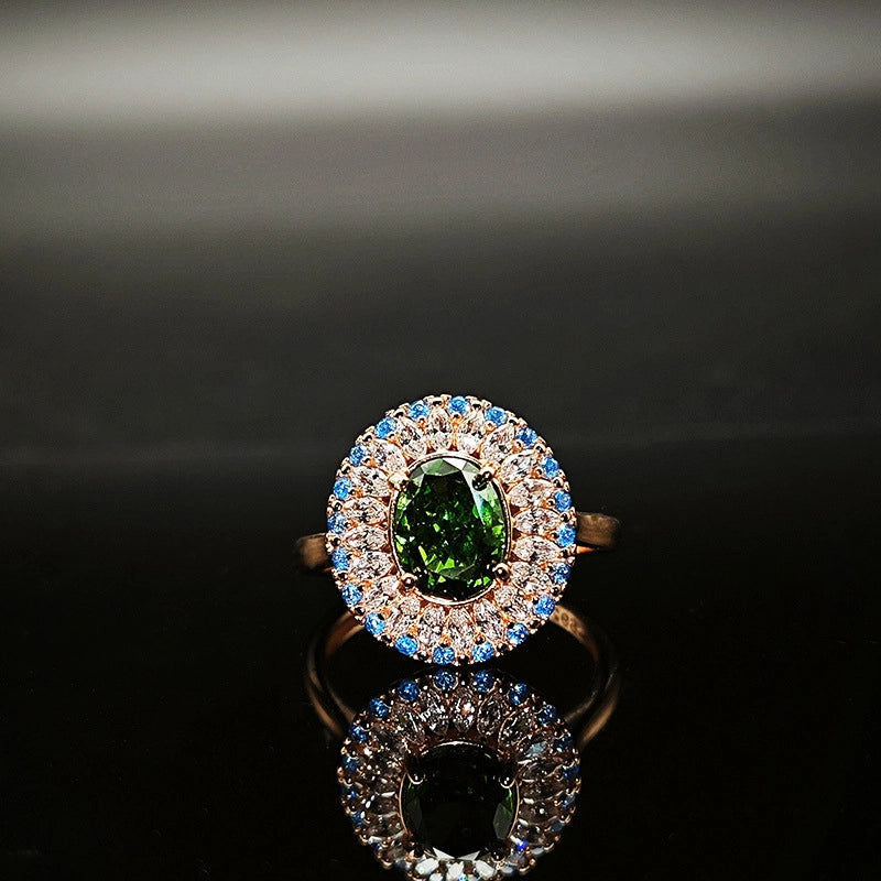 Oval Engagement Ring 6*8 925 Silver High Carbon Diamond Open Ring