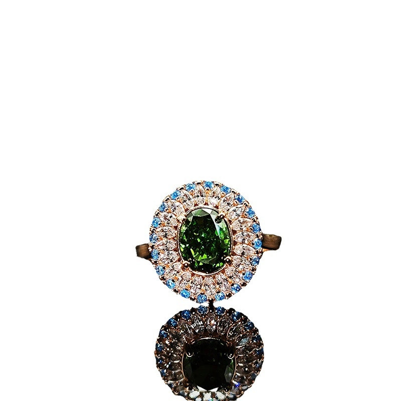 Oval Engagement Ring 6*8 925 Silver High Carbon Diamond Open Ring