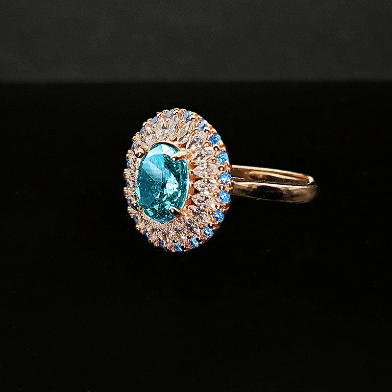 Oval Engagement Ring 6*8 925 Silver High Carbon Diamond Open Ring