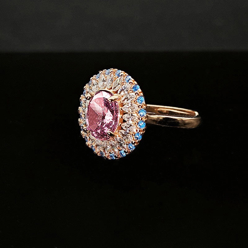 Oval Engagement Ring 6*8 925 Silver High Carbon Diamond Open Ring