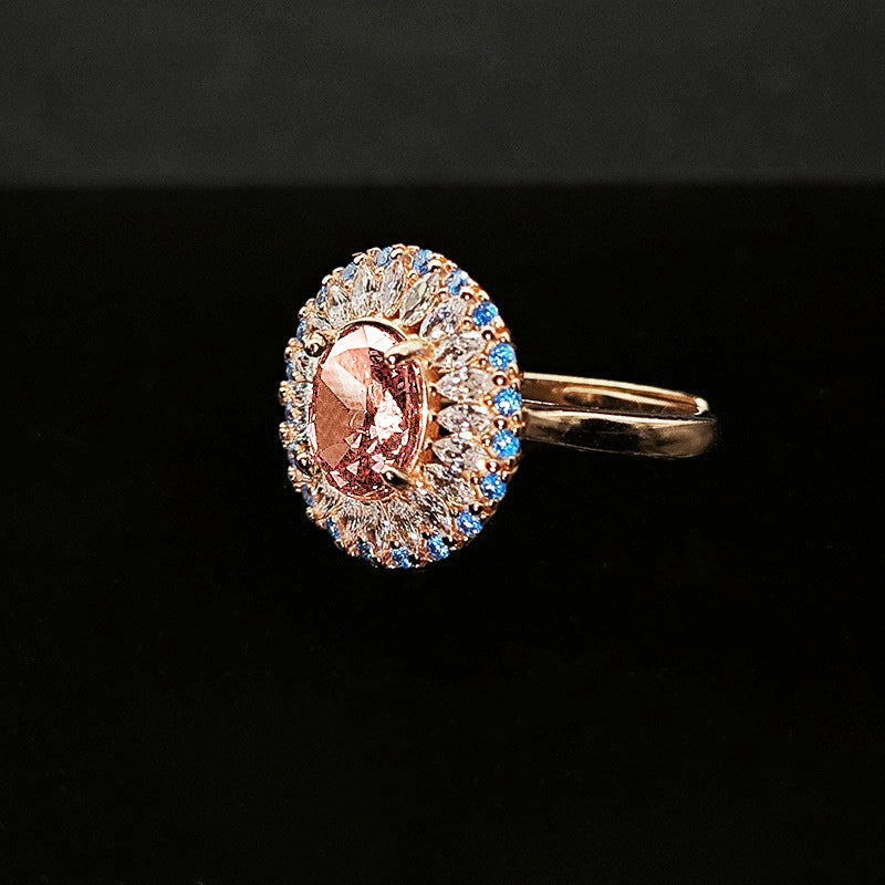 Oval Engagement Ring 6*8 925 Silver High Carbon Diamond Open Ring