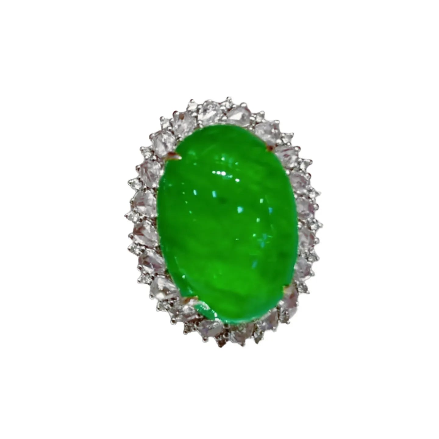 18K Gold 20ct Large Carat Emerald Cabochon Ring/Pendant Convertible