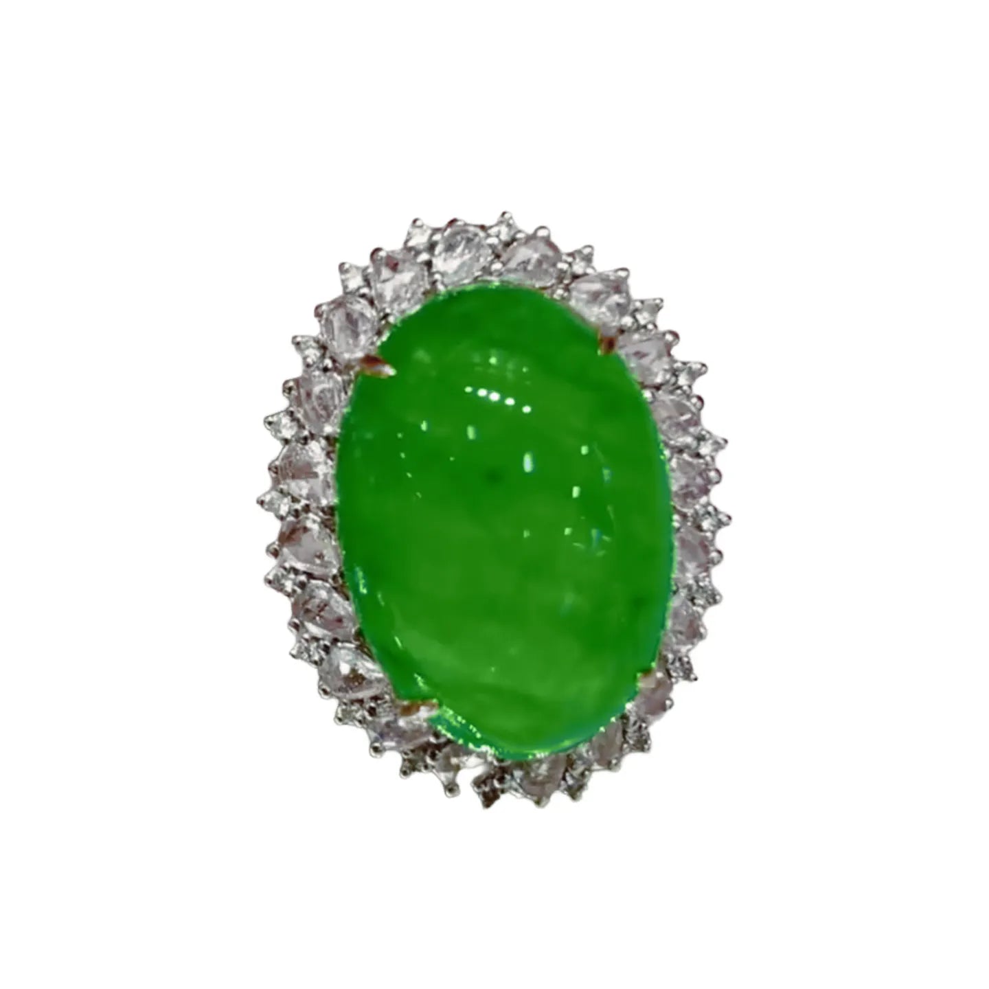 18K Gold 20ct Large Carat Emerald Cabochon Ring/Pendant Convertible