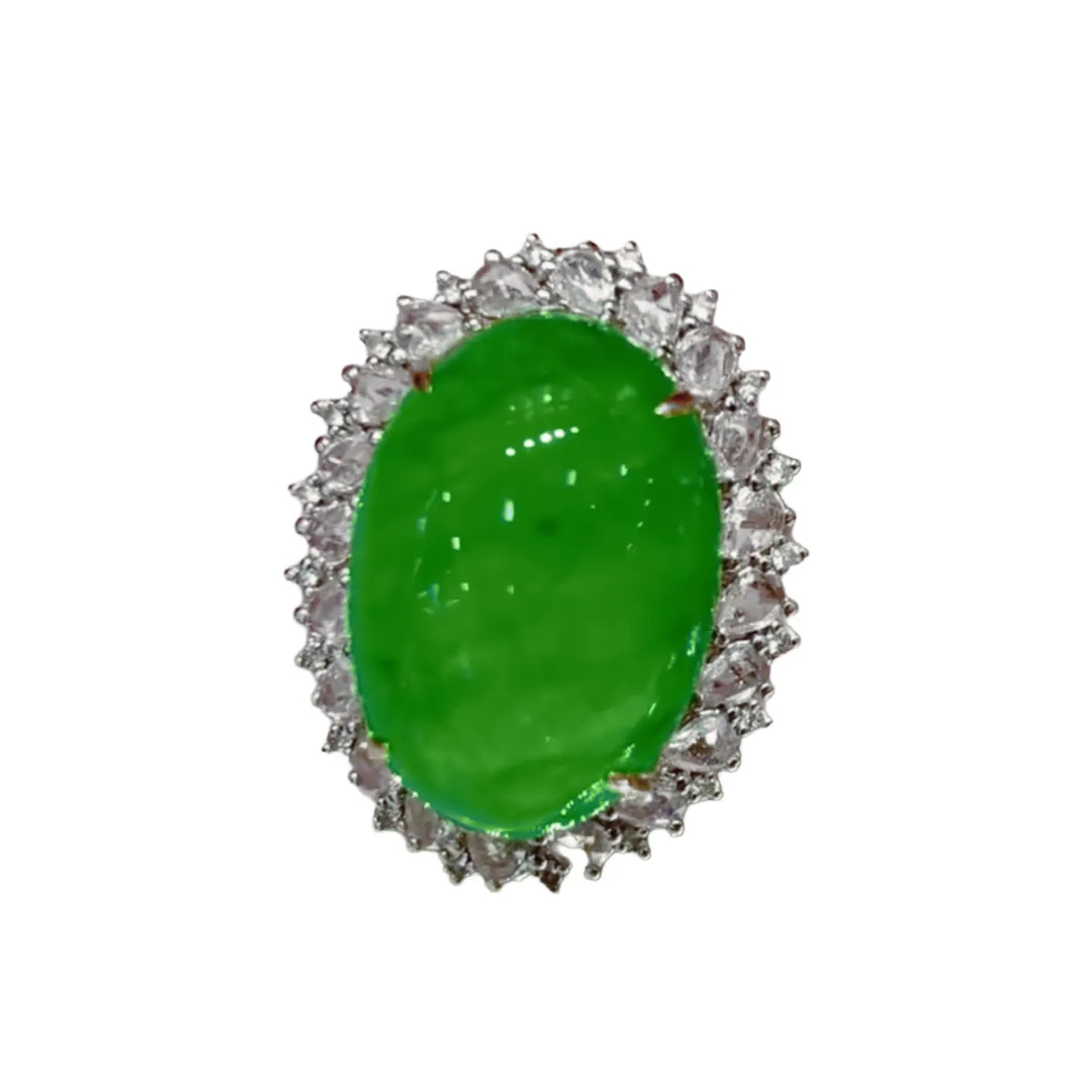 18K Gold 20ct Large Carat Emerald Cabochon Ring/Pendant Convertible
