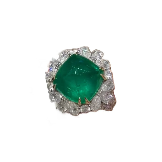 18k Gold 11ct Natural High-Quality Emerald Ring VVG