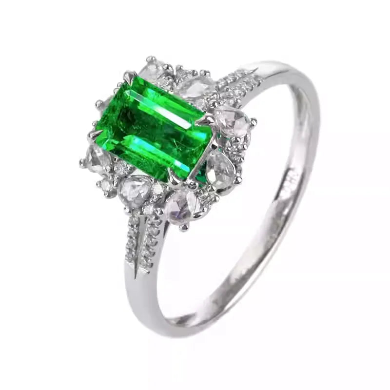 Engagement Ring 18K Gold 1.01ct Panjshir Emerald Ring