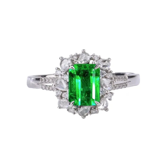 Engagement Ring 18K Gold 1.01ct Panjshir Emerald Ring