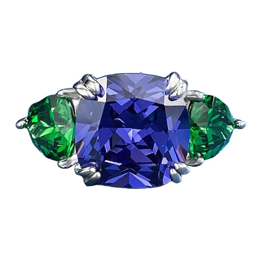 Cushion Engagement Ring 10*10 925 Silver Tanzanite