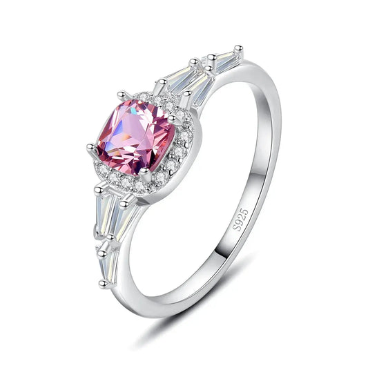Cushion Engagement Ring 5*5 925 Silver Zircon
