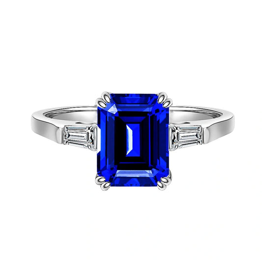 Emerald Engagement Ring 2.5ct 6*8 925 Silver Sapphire