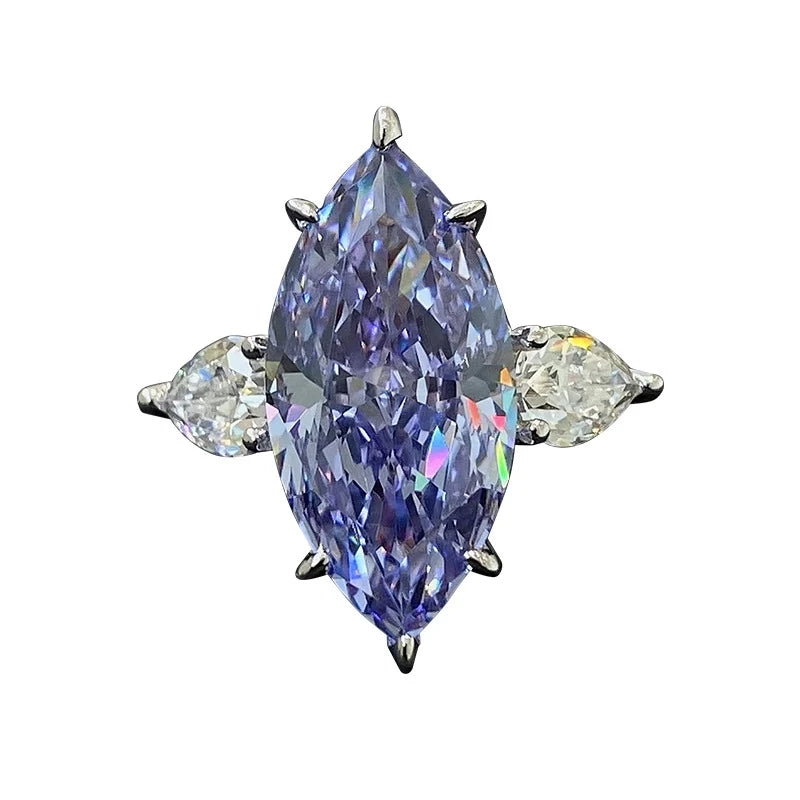 Marquise Engagement Ring 925 Silver High Carbon Diamond