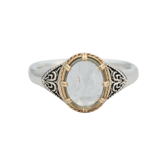 Oval Engagement Ring 925 Silver Labradorite