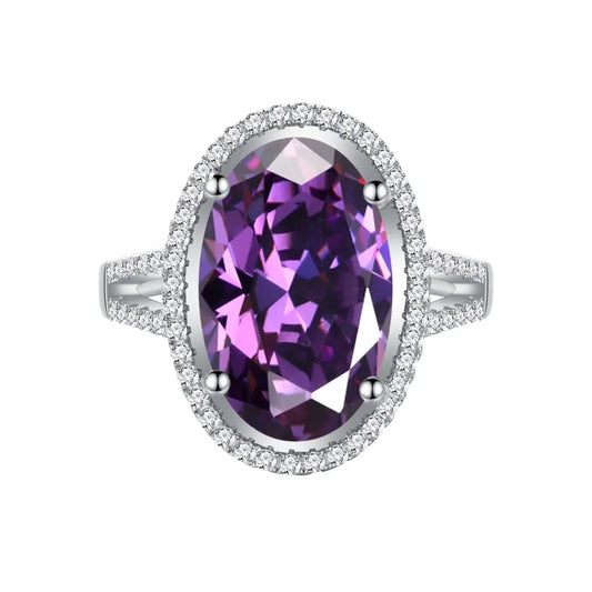 Oval Purple Engagement Ring 10*16 925 Silver High Carbon Diamond