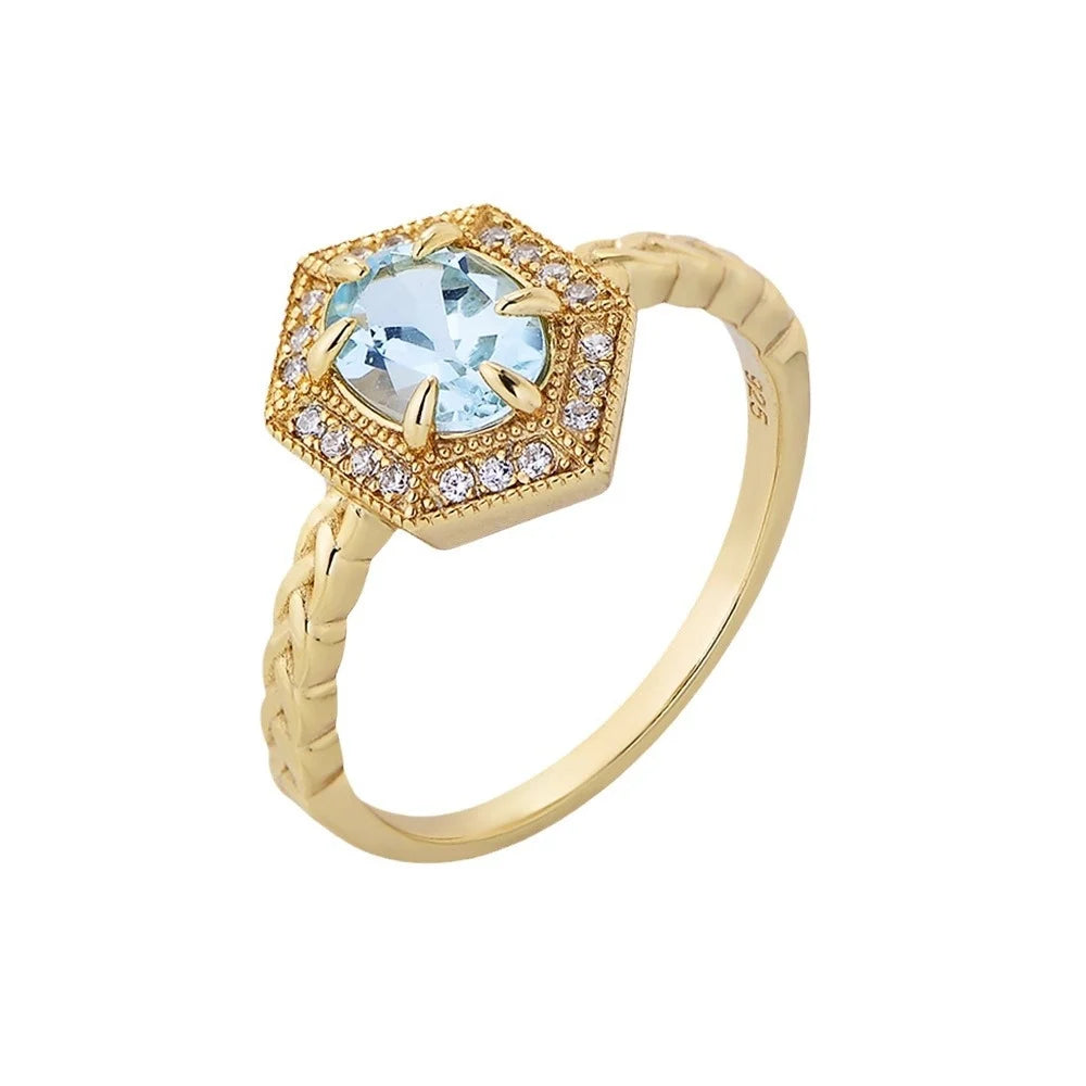 Oval Engagement Ring 6*8 925 Silver Topaz