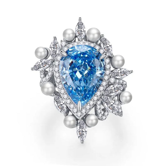 Pear Engagement Ring 11*15 925 Silver High Carbon Diamond