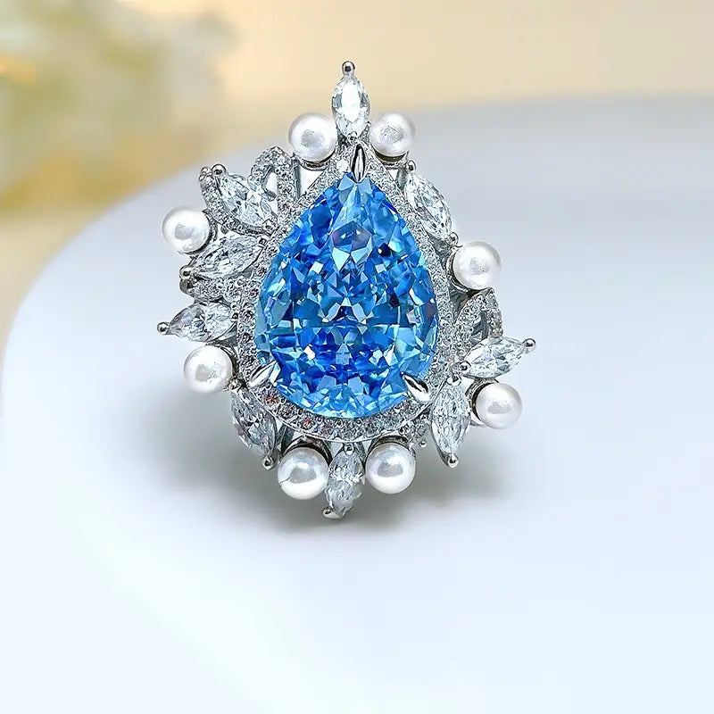 Pear Engagement Ring 11*15 925 Silver High Carbon Diamond