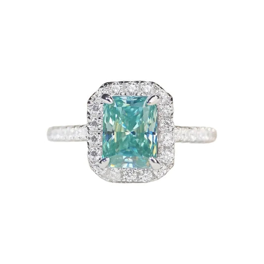 Radiant Engagement Ring 2ct 925 Silver High Carbon Diamond