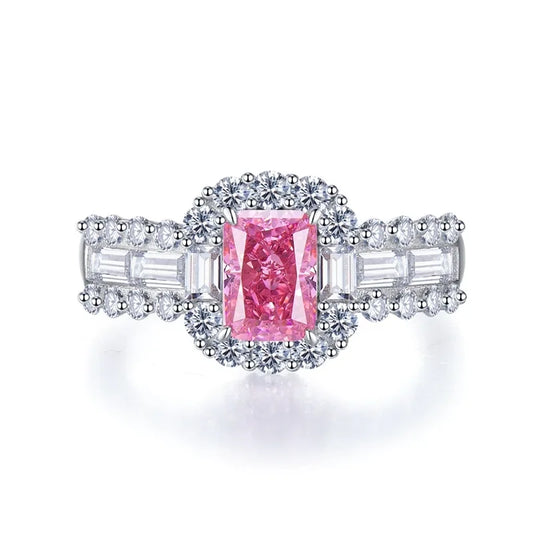 Radiant Engagement Ring 5*7 925 Silver High Carbon Diamond