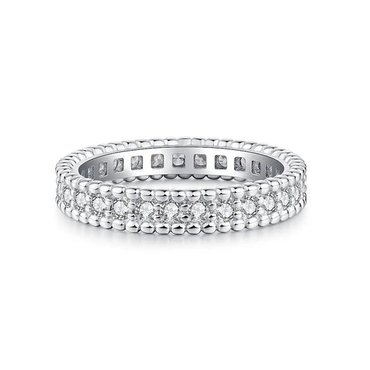 Round Engagement Ring Drilling Design 925 Silver Zircon