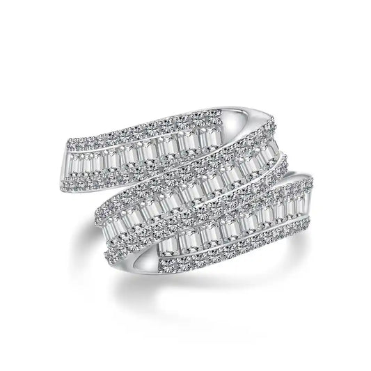 S Line Engagement Ring 925 Silver Zircon