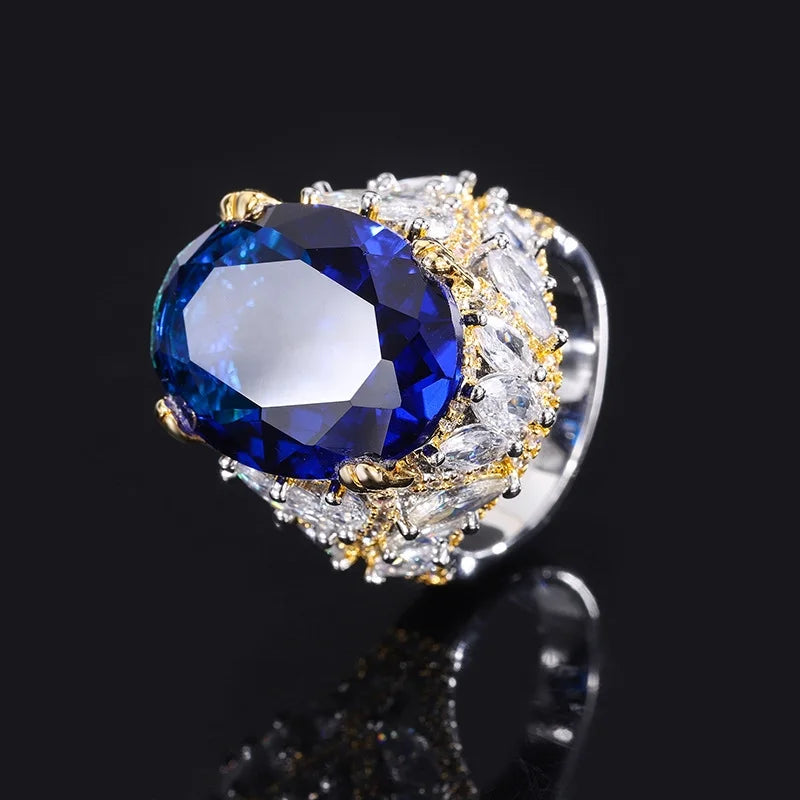 Oval Engagement Ring 15*20 925 Silver High Carbon Diamond