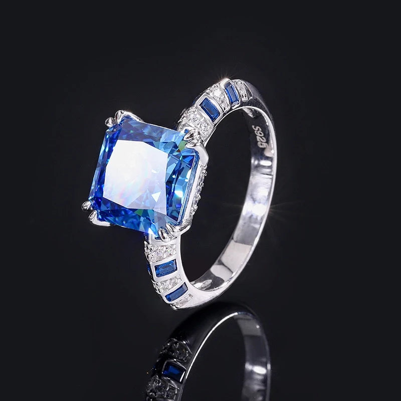 Princess Engagement Ring 10*10 925 Silver High Carbon Diamond