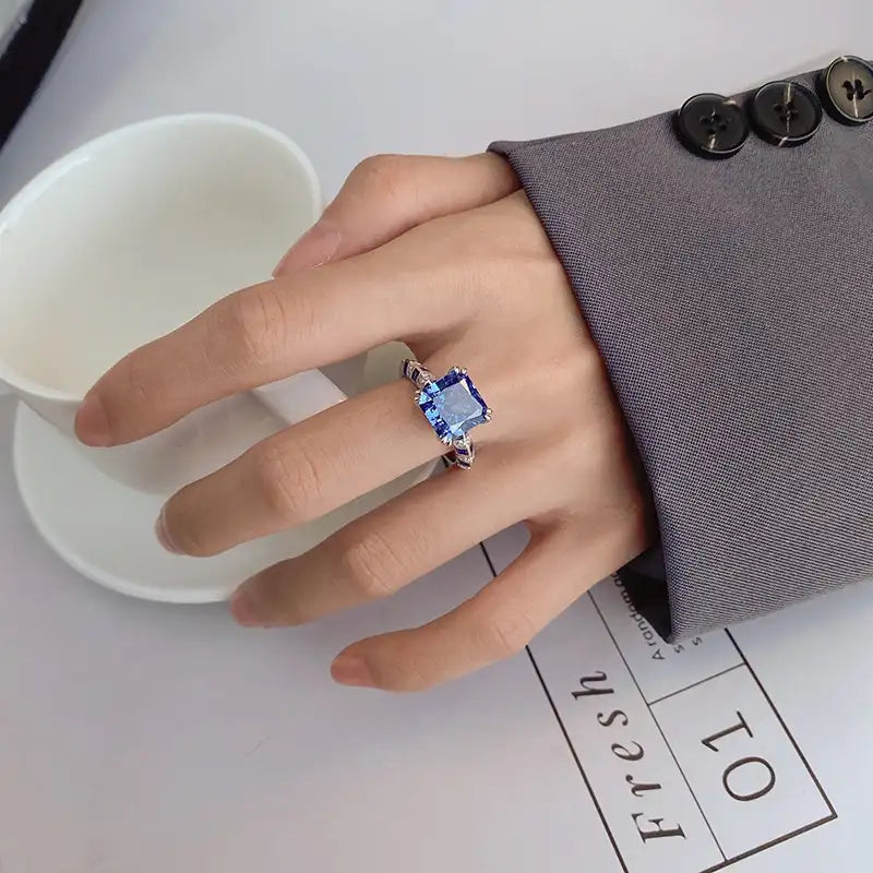 Princess Engagement Ring 10*10 925 Silver High Carbon Diamond
