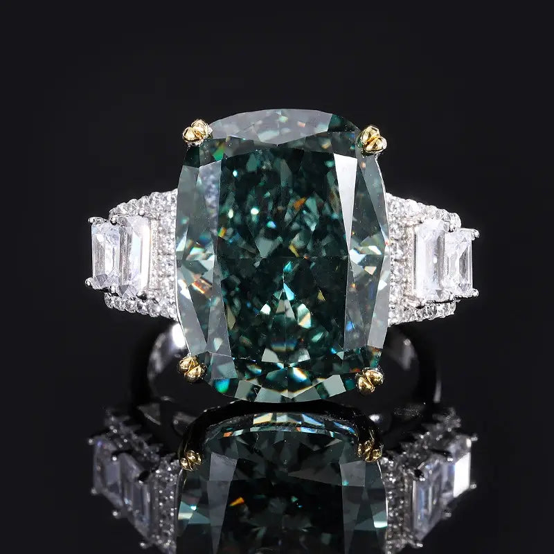 Cushion Engagement Ring 13*18 925 Silver High Carbon Diamond