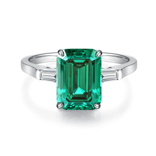 Emerald Engagement Ring 5ct 8*11 925 Silver High Carbon Diamond