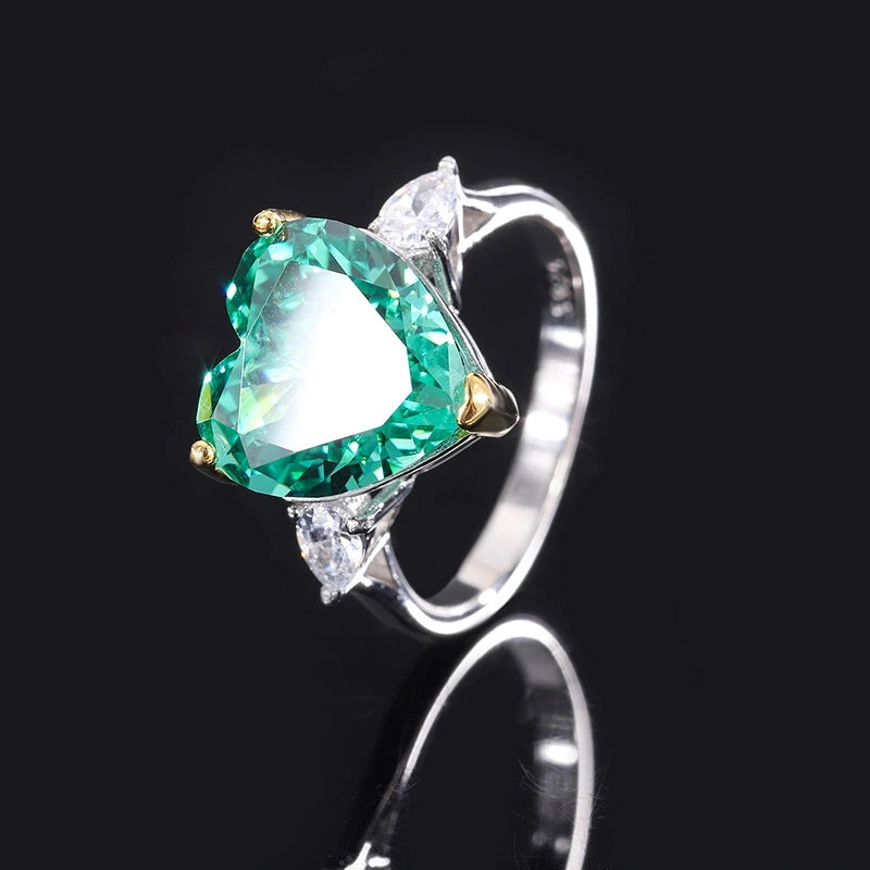 Heart Engagement Ring 12*12 925 Silver High Carbon Diamond
