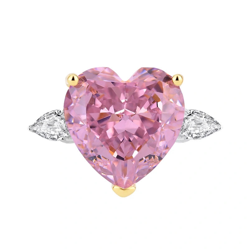 Heart Engagement Ring 12*12 925 Silver High Carbon Diamond