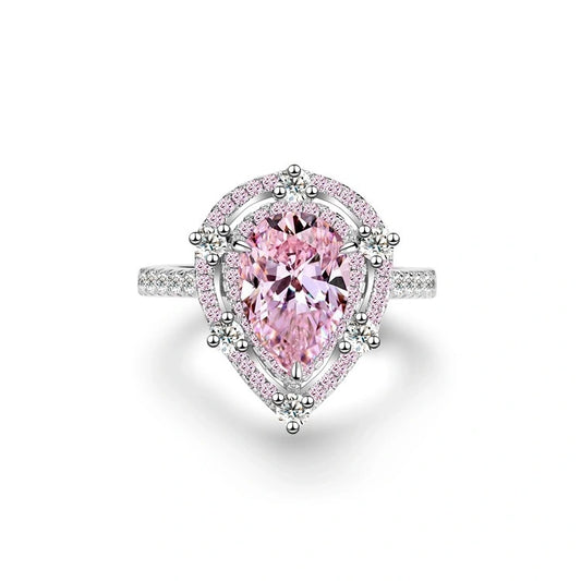 Pear Engagement Ring 3ct 925 Silver High Carbon Diamond