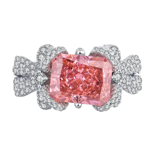 Radiant Engagement Ring 8*10 925 Silver High Carbon Diamond