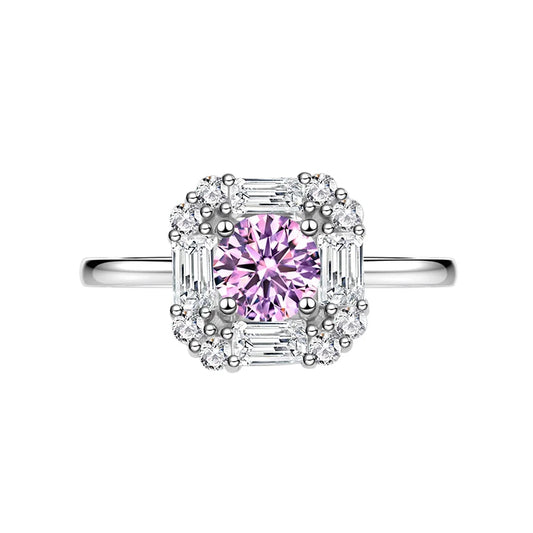 Round Engagement Ring 7mm 925 Silver 5A Zircon