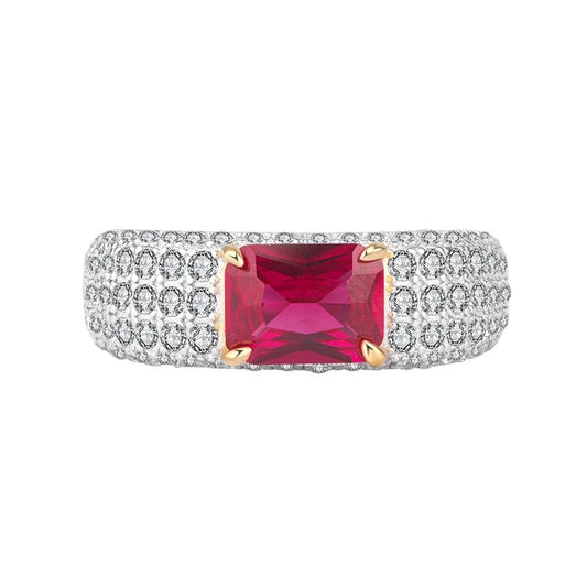 Radiant Emerald Engagement Ring 6*8 925 Silver High Carbon Diamond