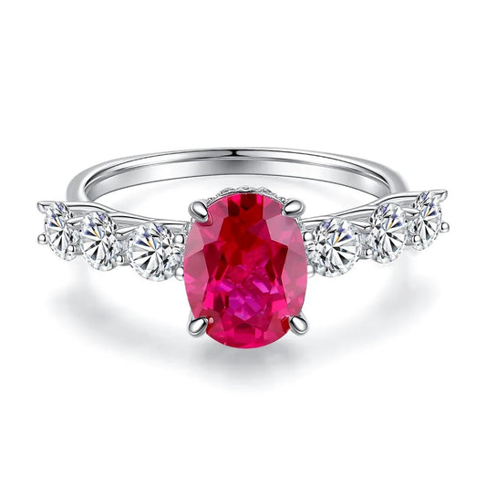 Oval Engagement Ring 3ct 7.4*9 925 Silver High Carbon Diamond