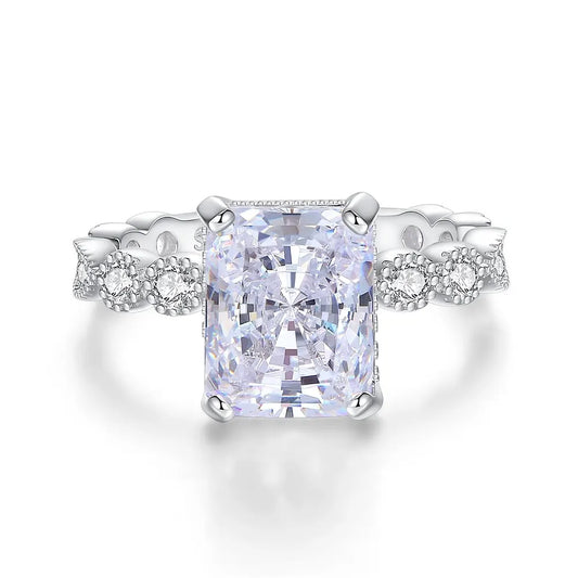 Radiant Engagement Ring 4ct 8.6*10.8 925 Silver High Carbon Diamond
