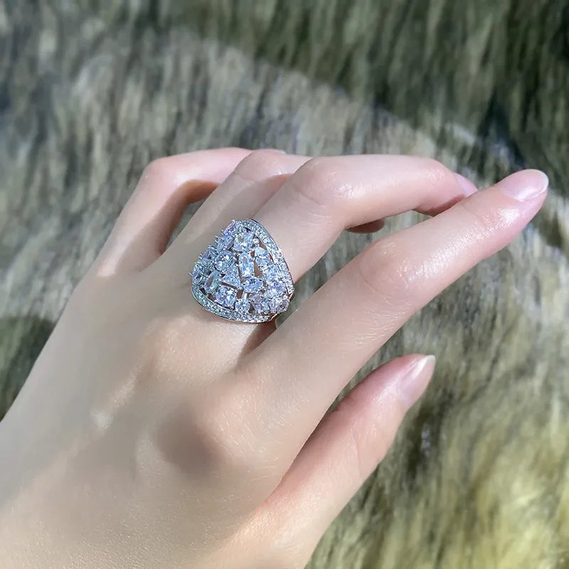 Engagement Ring 925 Silver High Carbon Diamond