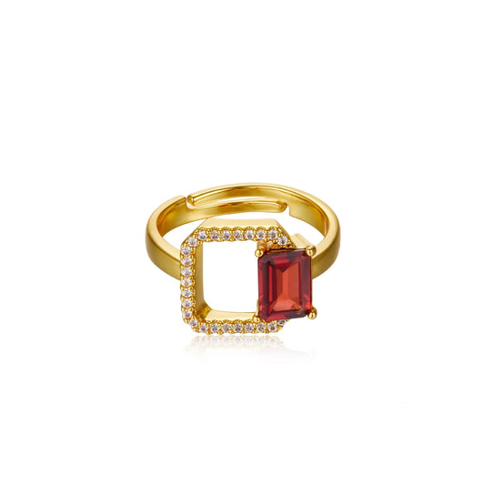 Emerald Engagement Ring 925 Silver  Natural Garnet Open Ring