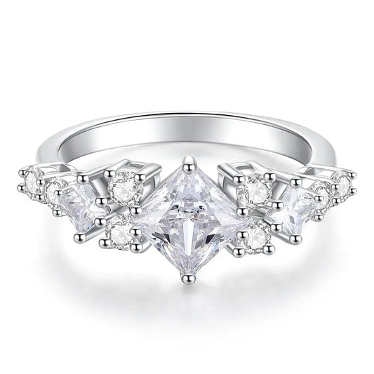 Princess Engagement Ring 1.2ct 6*6 White 925 Silver Moissanite