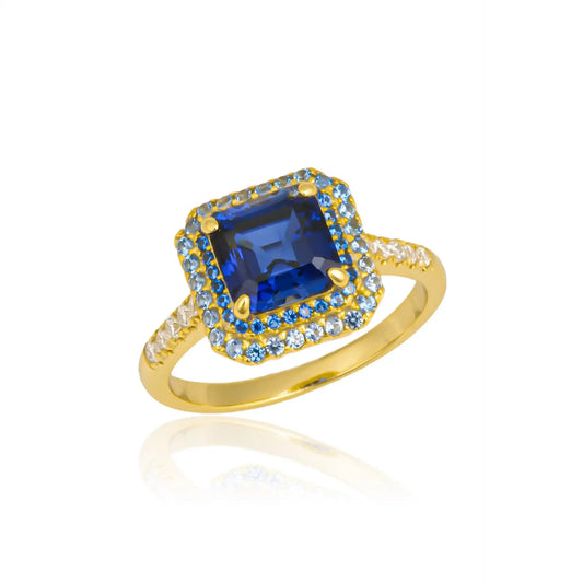 Asscher Engagement Ring 8*8 925 Silver Cultivated Gems