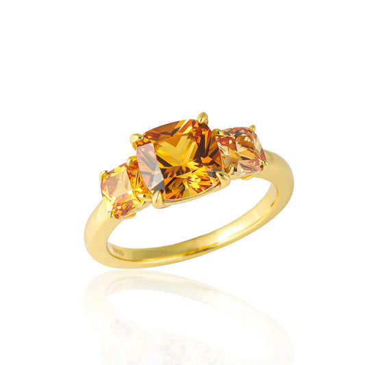 Cushion Engagement Ring 925 Silver Cultivated Gems