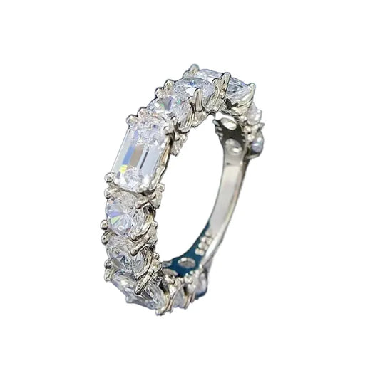 Emerald Engagement Ring 4*6 925 Silver High Carbon Diamond