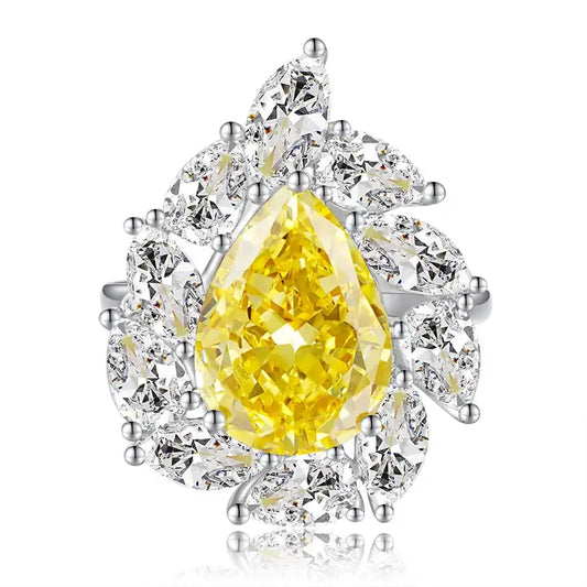 Pear Engagement Ring 12.8ct 10*14 925 Silver High Carbon Diamond