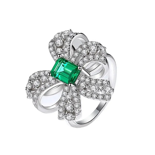 Emerald Engagement Ring 5*7 925 Silver