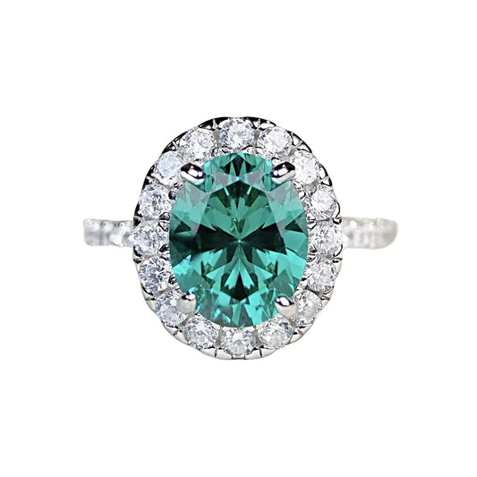 Oval Engagement Ring 925 Silver High Carbon Diamond