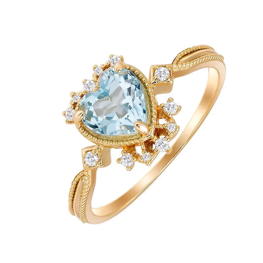 Heart Engagement Ring 925 Silver Topaz