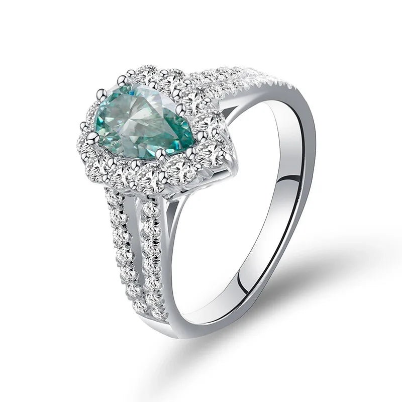 Pear Engagement Ring 5*8 925 Silver High Carbon Diamond